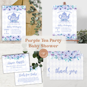 Tee-Party Lila Watercolor Kinderdusche Banner