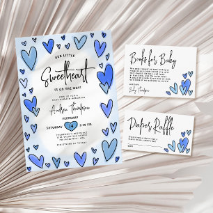 Serviette En Papier Baby shower moderne Cute Valentine Blue Hearts