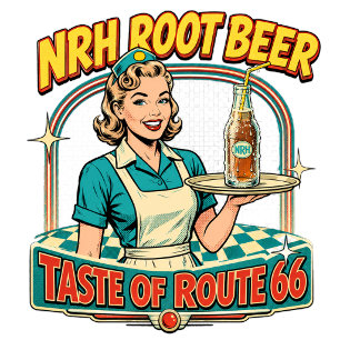 NRH Root Beer Route 66 Retro Diner Damen V-Ausschn T-Shirt