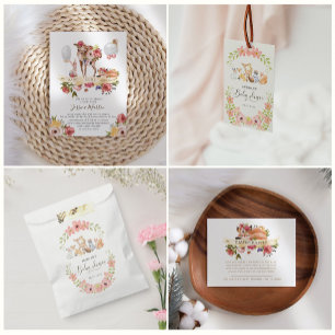 Babyduschkarte für niedliche Landtiere Begleitkarte