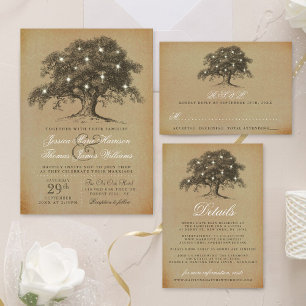 Invitation Tout En Un Collection Vintage de Mariages d'Old Oak Tree