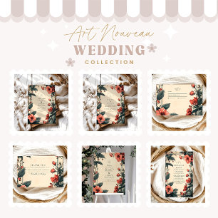 Art Nouveau Vintage Blumenhochzeit Einladung