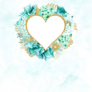 Mint Florals und Gold Foliage Wedding Einladung