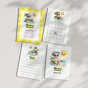 Carte De Remerciements Tropical Beach Boy Voici le Baby shower Son