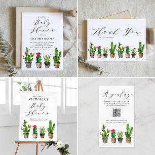 Carte Conseil Boho Pot Succulents & Cactus Baby shower Conseils