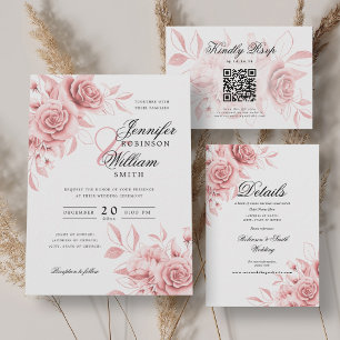 Elegante Hochzeitstorte Rose Gold Flora Acryleinladungen