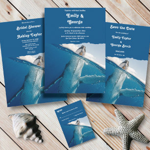 Invitation Marine Bleu Océan Nautique Baleine Boho Beach Mari