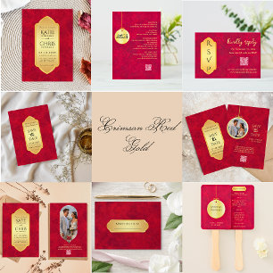 Elegant Crimson Gold Luxury Royal Tischnummer