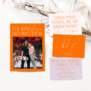 Simple Orange Photo Enregistrer la date Invitation