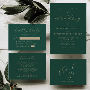 Carte D'accompagnement Mariage Emerald Green Gold