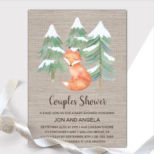 Winter Woodland Fox und Chipmunk Baby Dusche Einladung