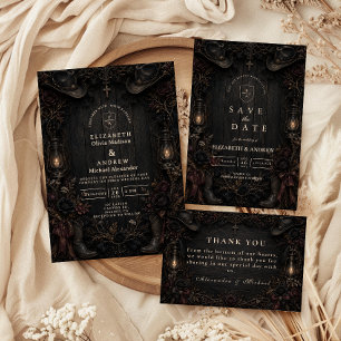 Save The Date Mariage gothique de campagne sombre