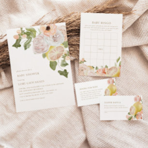 Moderne Pink Lemonade Summer Kariert Baby Dusche Einladung