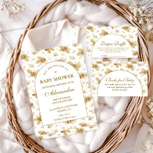 Invitation Baby Shower Feuilles de Forêt Neutres