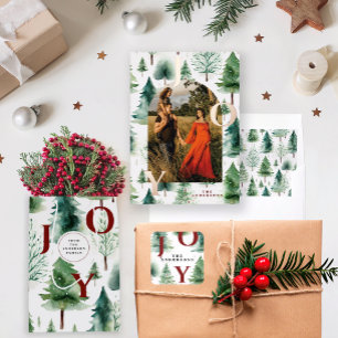 Weihnachtsbaumen Muster Green Red Holiday Geschenk Geschenkanhänger