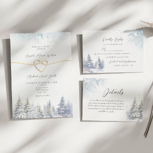 Pine Trees Winter Wedding RSVP Card