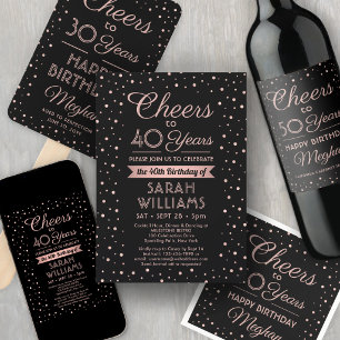 Beliebiger Geburtstag Prost Schwarze & Rosa Konfet Banner