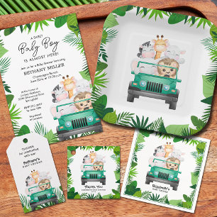 Jungle Safari Drive By Baby Shower Invitations