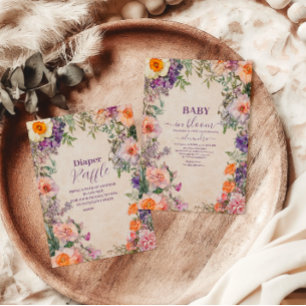 Whimsical Watercolor Floral Baby Dusche Pappteller