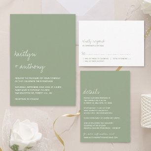 Moderne Typografie Sage Green Minimalistic Foto Save The Date