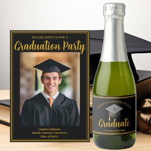 Invitation Soirée photo Formal Gold Black Graduation
