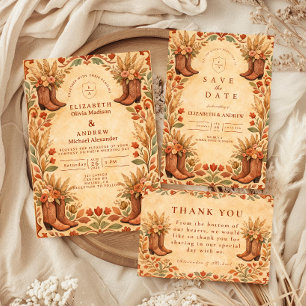 Invitation Mariage de jardin occidental bohème