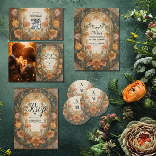 Cartons Réponse Antique Floral Art Nouveau Mariage