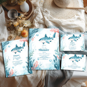 Invitation Le requin sous le Baby shower d'animaux marins