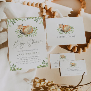 Carte D'accompagnement Billet de Baby shower de couches de bois Fox