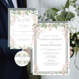 Étiquette Flores printanières, Rose Blush, Vert menthe, Mari