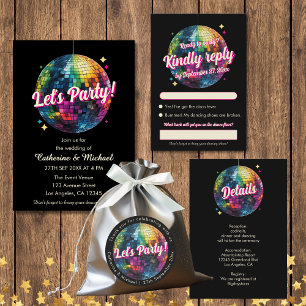 Sticker Rond Soirée Rétro 70 Disque de Disco Brillant Mariage G