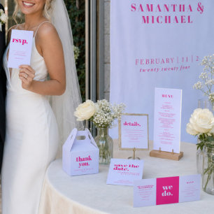 Minimalistische lila-rosa formelle Hochzeit Dreifach Gefaltete Karte