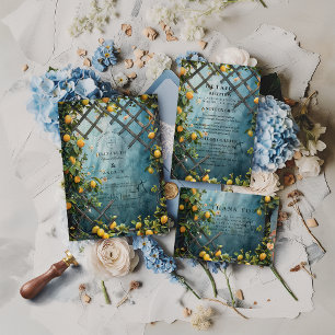 Teal-Zitrusblüten-Gartenhochzeit Dankeskarte