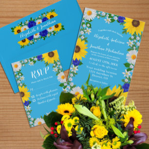 Summer Sky Blue Floral Wedding Einladung