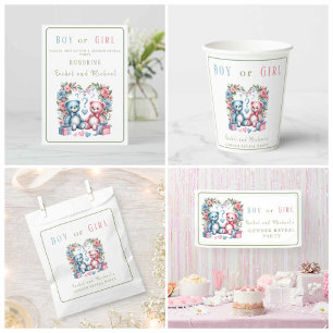Geschlecht enthüllt Babydusche Teddy Bären blau pi Einladung