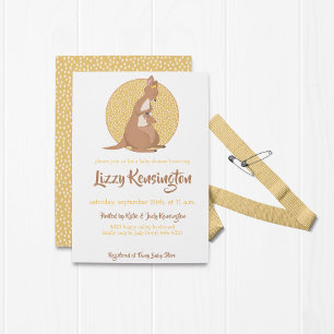 Invitation Motif bleu Baby shower Kangaroo