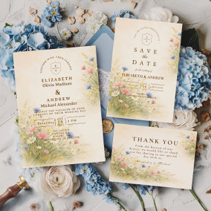 Save The Date Mariage Floral de Prairie de Printemps