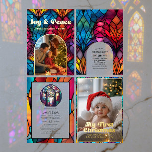 Joy & Peace Stected Glass Window Weihnachtsfeierta Folien Feiertagskarte