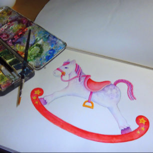 Belagtes Baby Dusche Rocking Pferd Foto treffen aq All In One Einladung