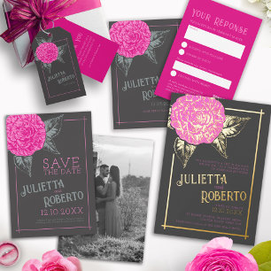 Hochzeitscreme, blau grau, Rose gold Folieneinladung