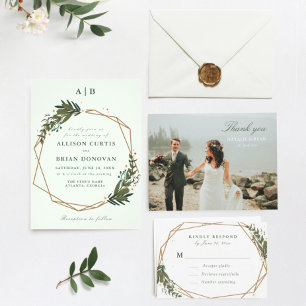 geometrische Hochzeitskarte mit Blumenmuster Einladung