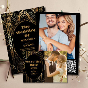 Invitation Tout En Un Mariage Art déco géométrique