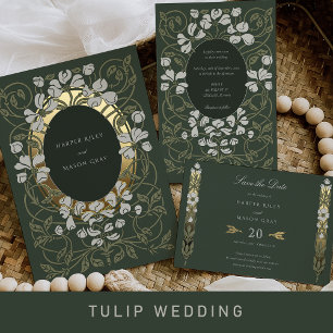 Invitation En Aluminium Jardin enchanté Art nouveau Mariage