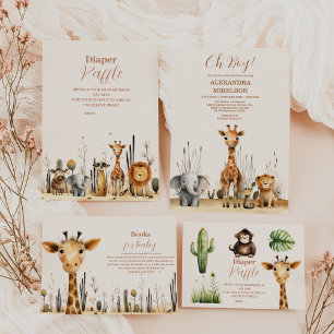 Invitation Oh Boy Cute Safari Baby shower de verdure animal