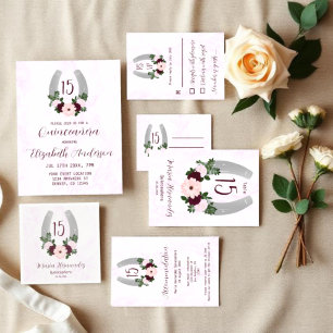 Cartons Réponse Quinceanera Floral Western Horseshoe