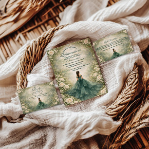 Invitation Rose de Jardin Émeraude pour Quinceañera