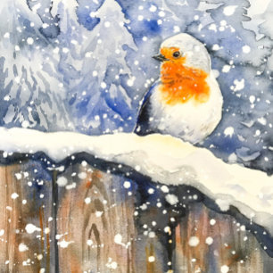 Farbenfrohe Weihnachten Robin Handgemalt Wasserfar