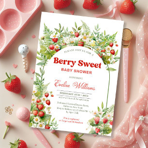 Watercolor Woodland Strawberry Berry Sweet Runder Aufkleber