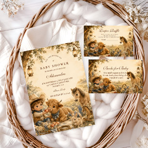 Carte D'accompagnement Tirage de Couches Garçon Western Boho Intemporel