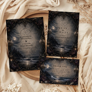 Save The Date Mariage Romance Côtière Sombre